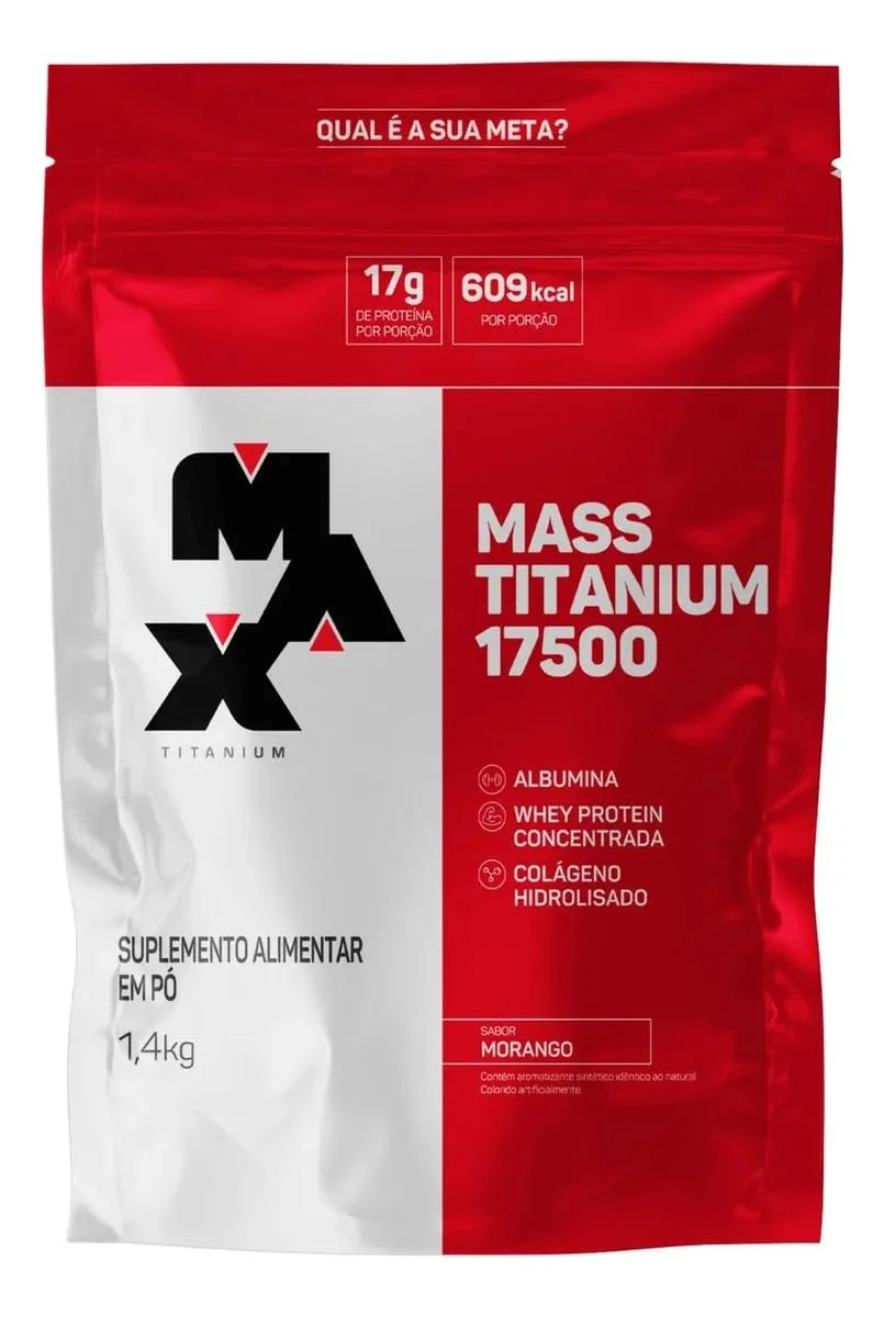 Mass Titanium 17500 Morango refil 1,4 kg — embalagem