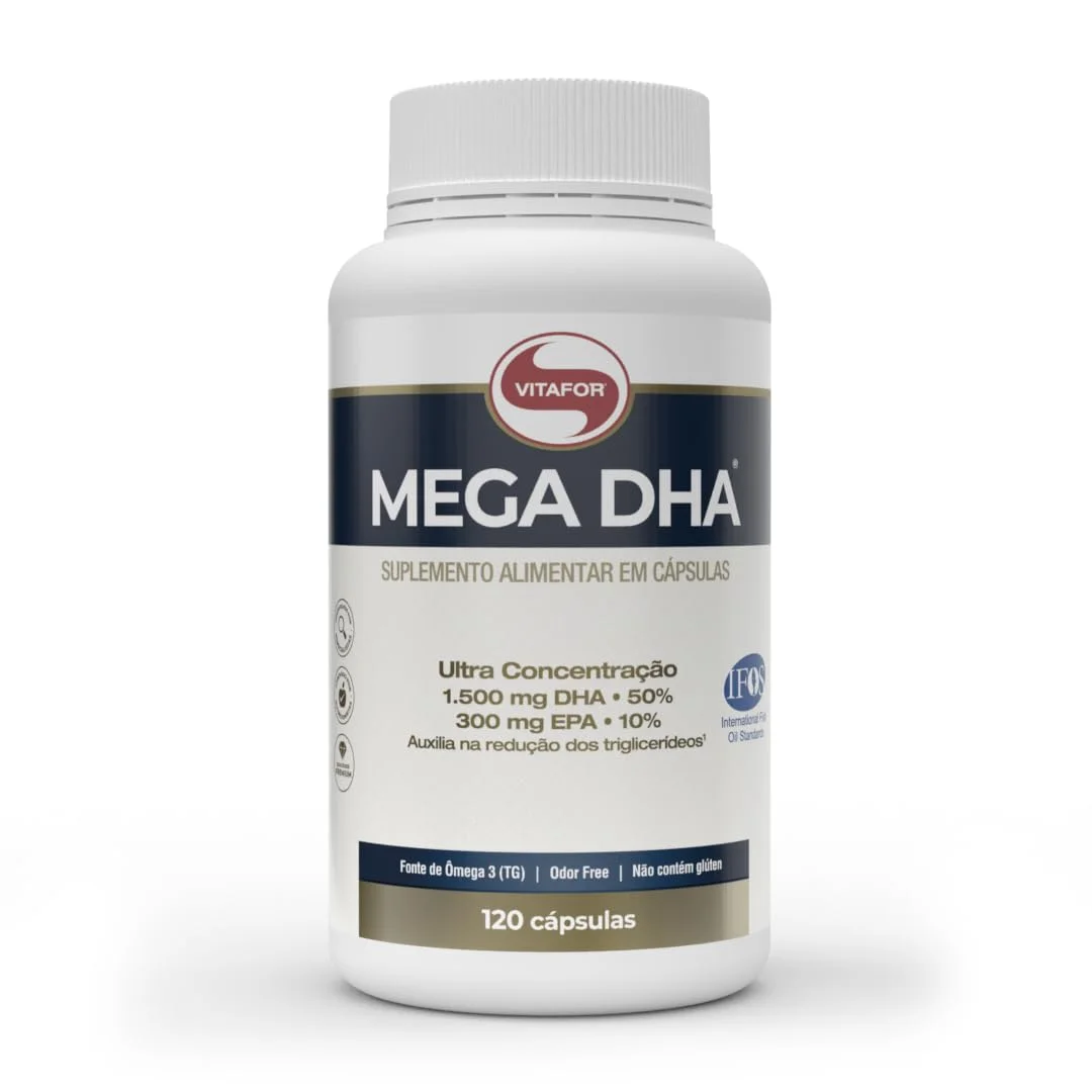 Mega DHA 120 cápsulas Vitafor — embalagem