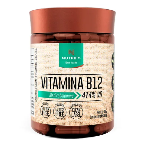 Vitamina B12 Nutrify 60 cápsulas — embalagem