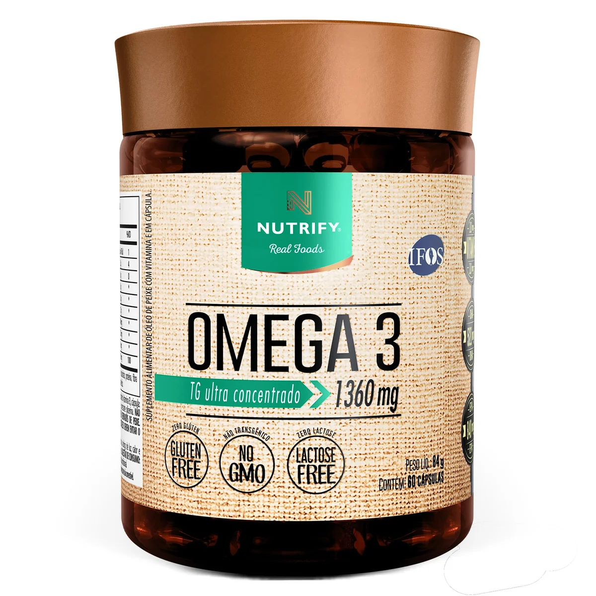 Ômega 3 Nutrify 60 cápsulas — embalagem