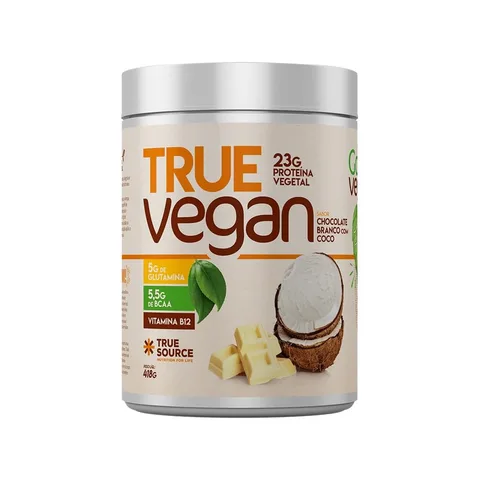 True Vegan True Source Chocolate Branco com Coco 418 g — embalagem