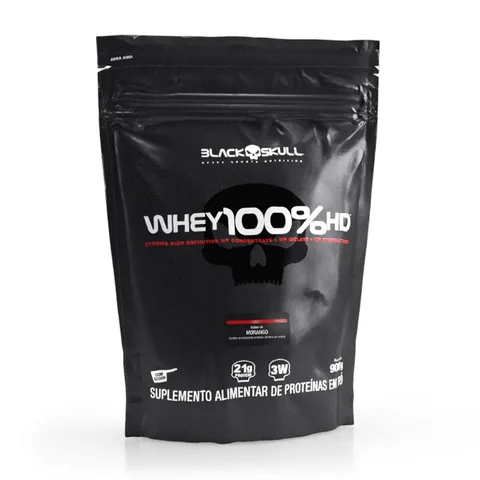 Black Skull Whey 100% HD Refil Morango 900g — embalagem