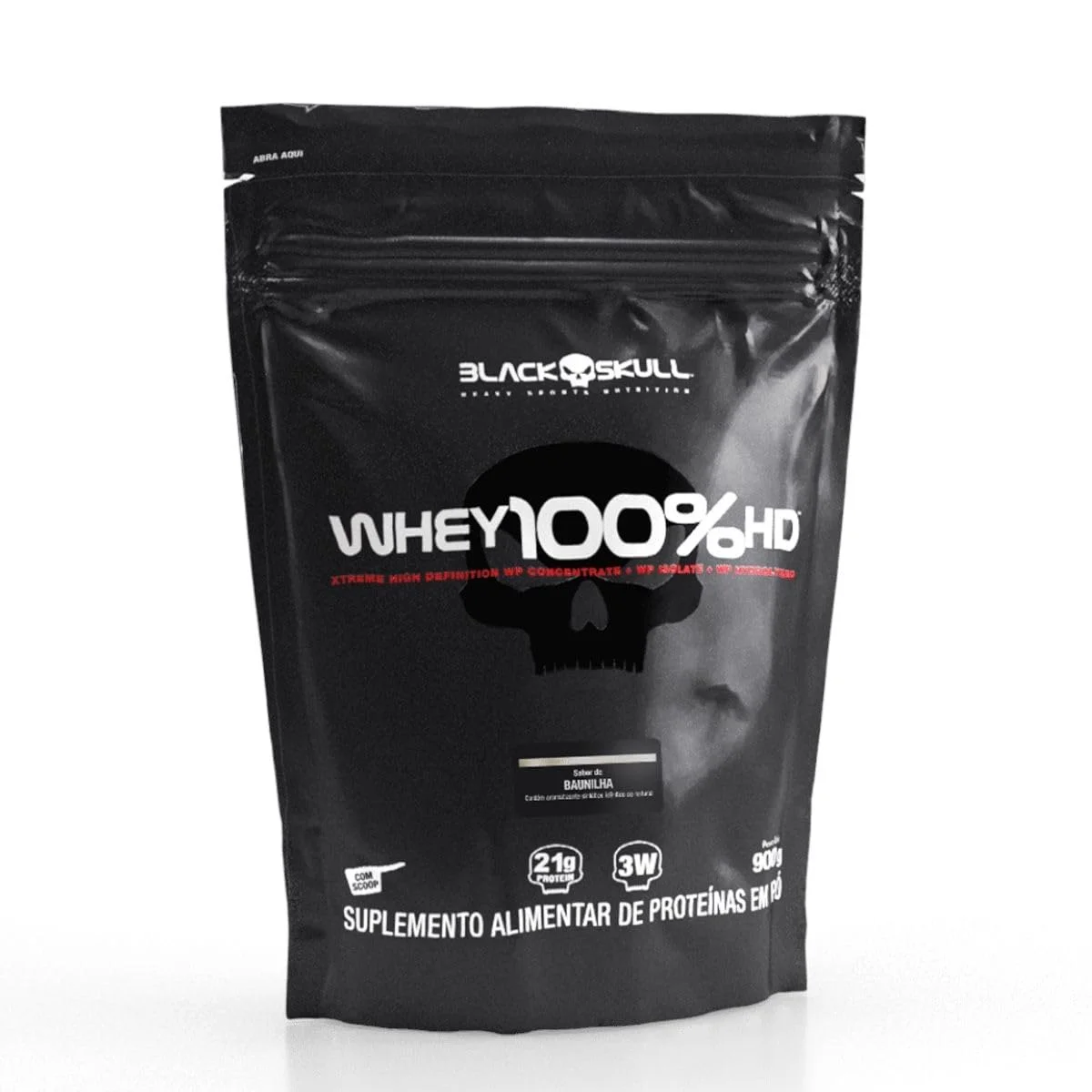 Black Skull Whey 100% HD Refil Baunilha 900g — embalagem