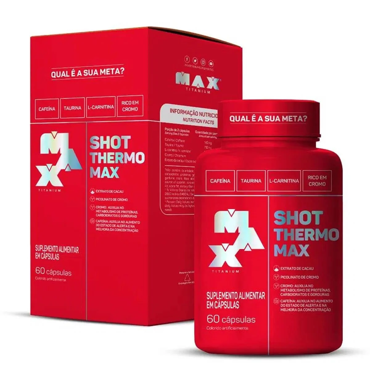 Shot Thermo Max Titanium 60 cápsulas — embalagem