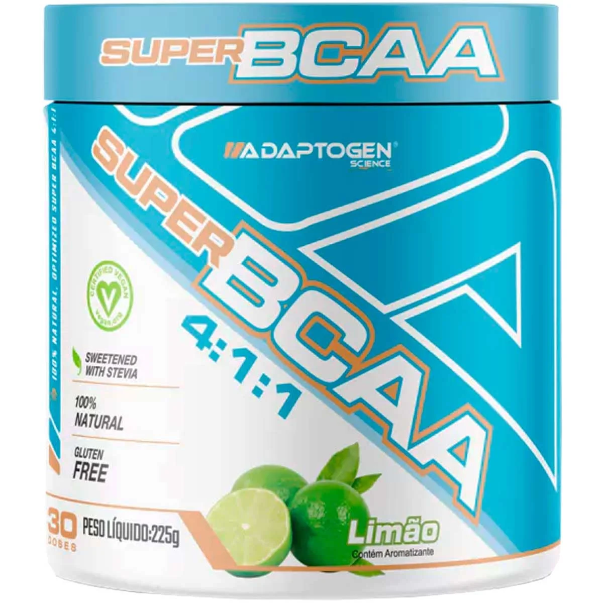 Super BCAA Adaptogen Limão 225 g — embalagem