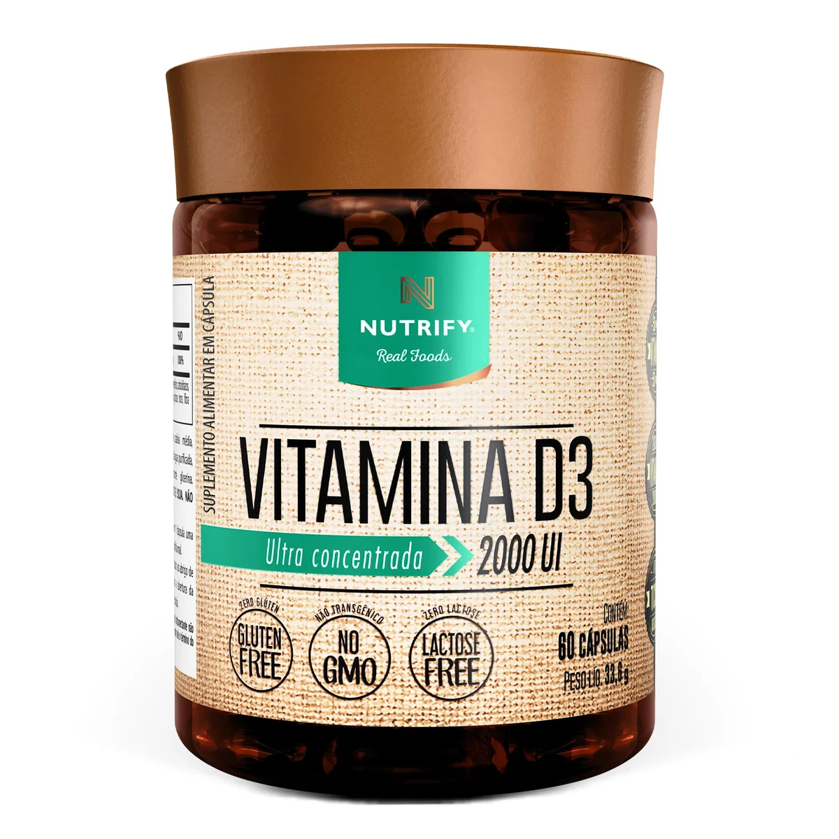 Vitamina D3 Nutrify 60 cápsulas — embalagem