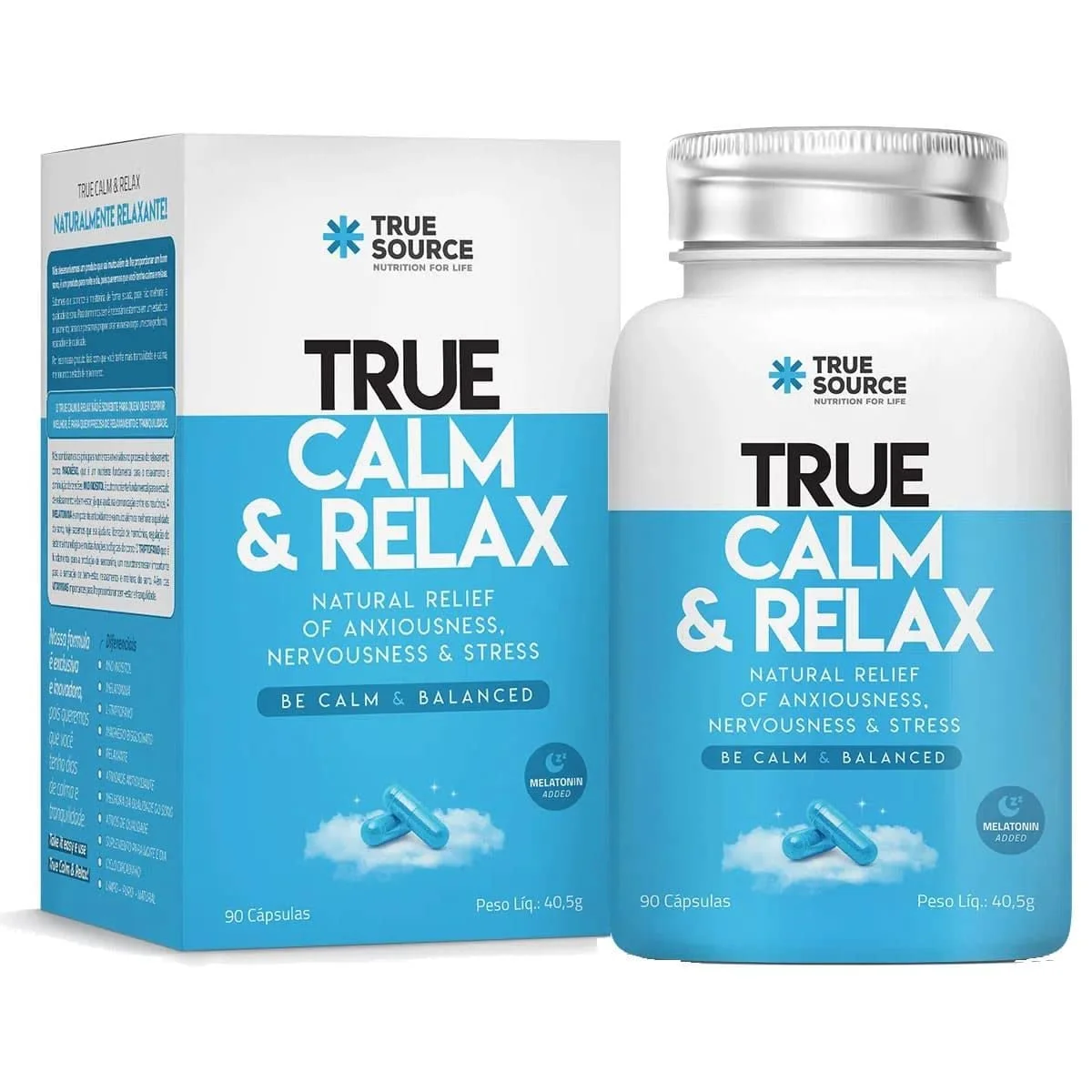 True Calm & Relax True Source 90 cápsulas — embalagem