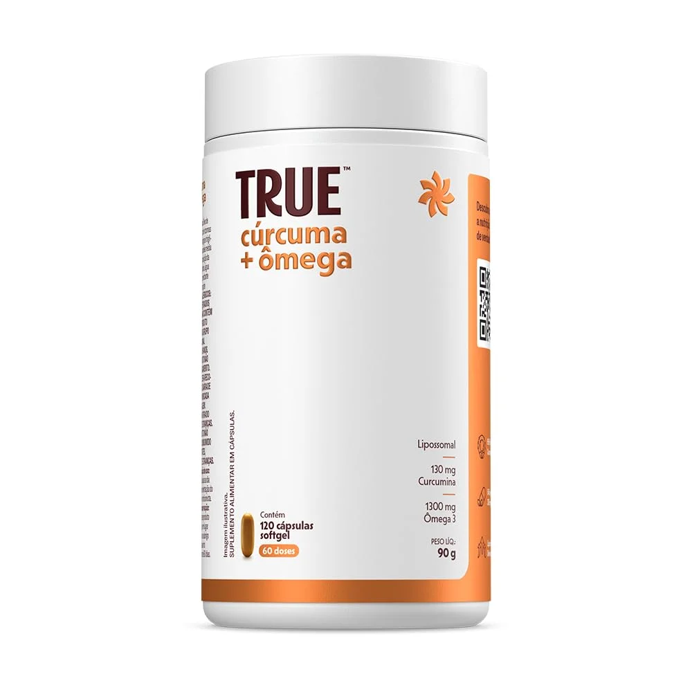 True Cúrcuma com Ômega True Source 120 cápsulas — embalagem