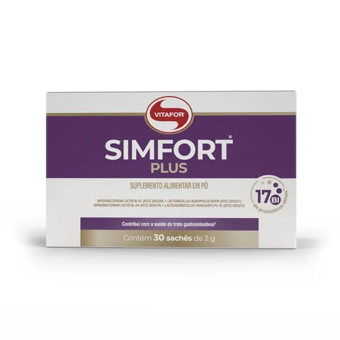 Simfort Plus Vitafor 30 sachês — embalagem
