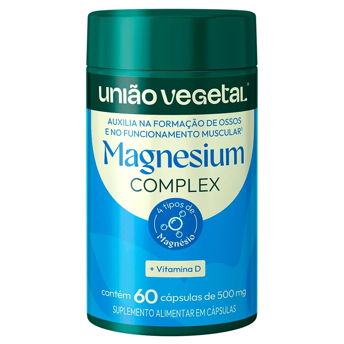 Magnésio Complex 60 cápsulas União Vegetal — embalagem