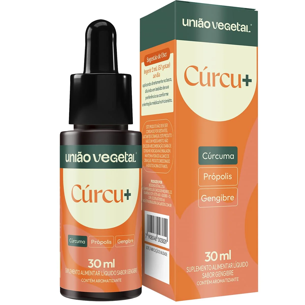 Cúrcu+ União Vegetal 30 ml — embalagem