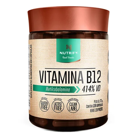 Vitamina B12 Nutrify 120 cápsulas — embalagem