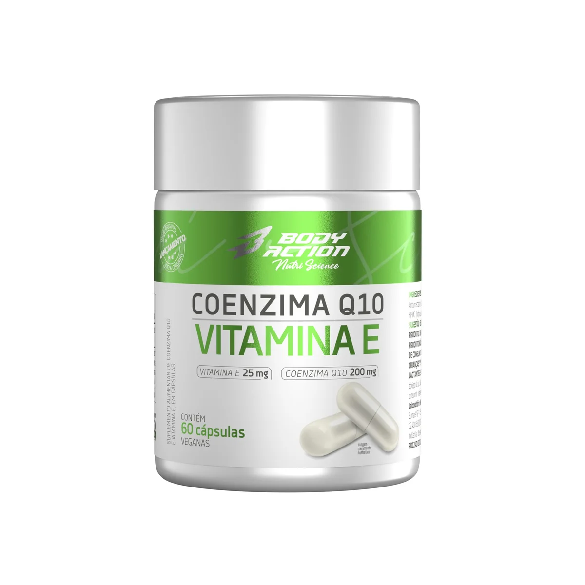 Coenzima Q10 + Vitamina E Body Action 60 cápsulas — embalagem