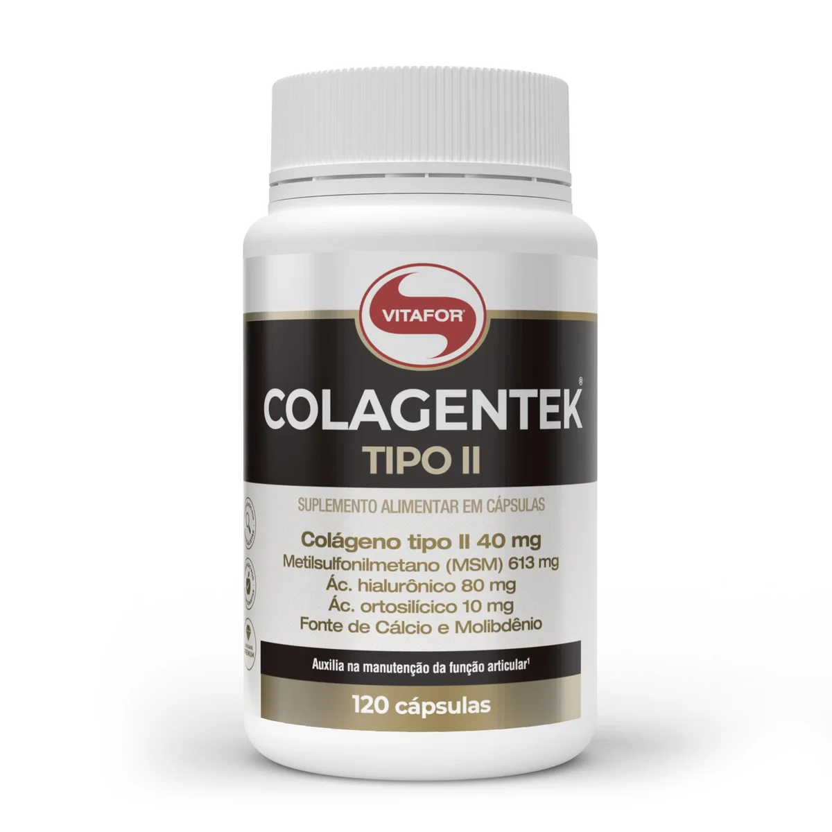 Colagentek Tipo 2 120 cápsulas Vitafor — embalagem