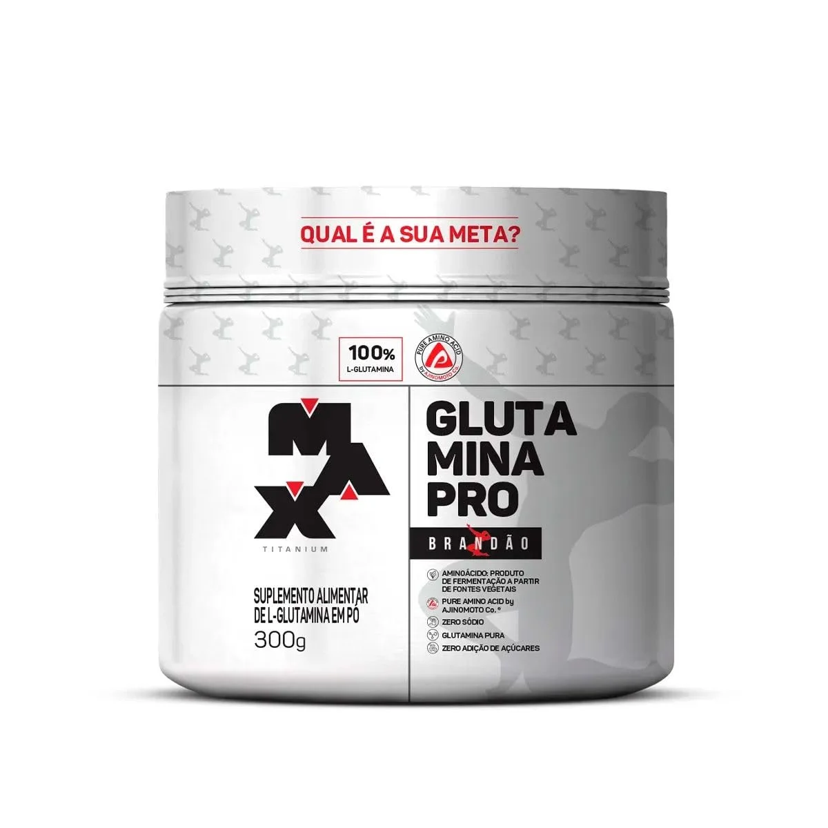 Glutamina Pro Brandão Max Titanium 300 g — embalagem