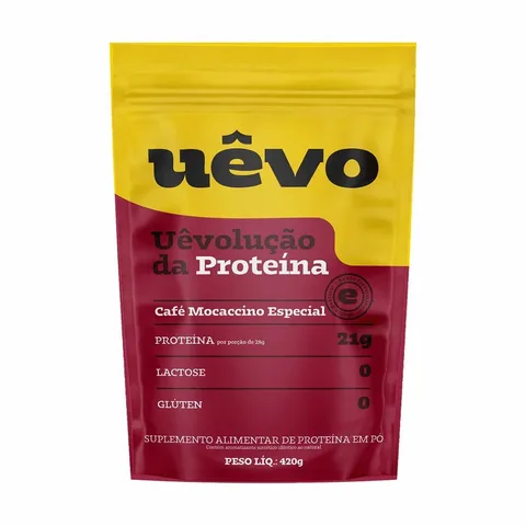 Proteína de Ovo UÊVO Café Mocaccino, Refil 420 g — embalagem