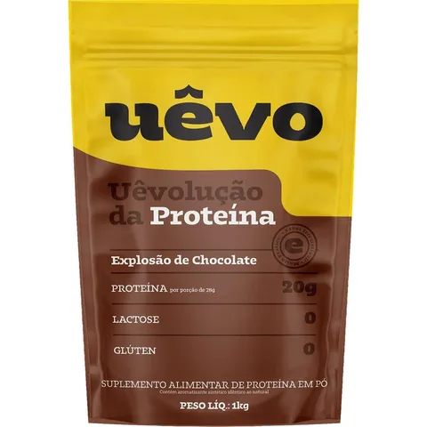 Proteína de Ovo UÊVO Chocolate, Refil 1 kg — embalagem