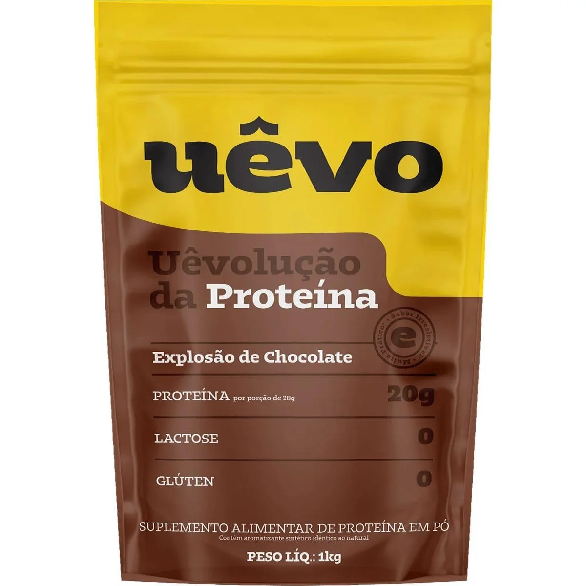 Proteína de Ovo UÊVO Chocolate, Refil 1 kg — embalagem