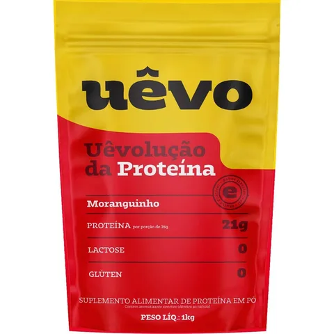 Proteína de Ovo UÊVO Morango, Refil 1 kg — embalagem