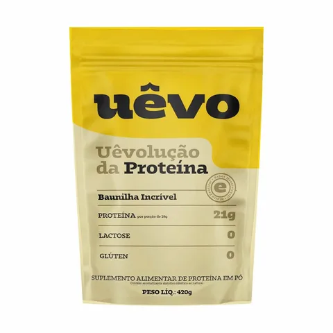 Proteína de Ovo UÊVO Baunilha, Refil 420 g — embalagem