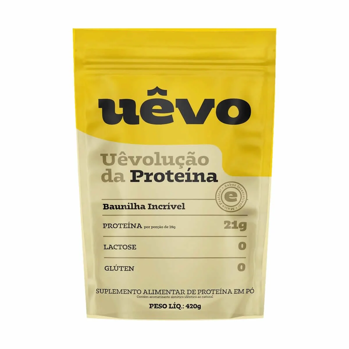 Proteína de Ovo UÊVO Baunilha, Refil 420 g — embalagem
