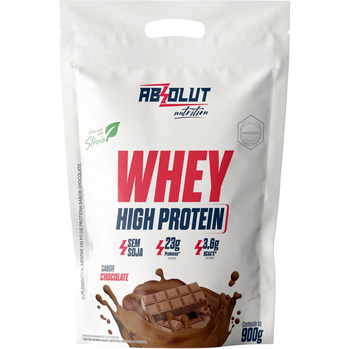 Whey High Protein Absolut Chocolate refil 900 g — embalagem