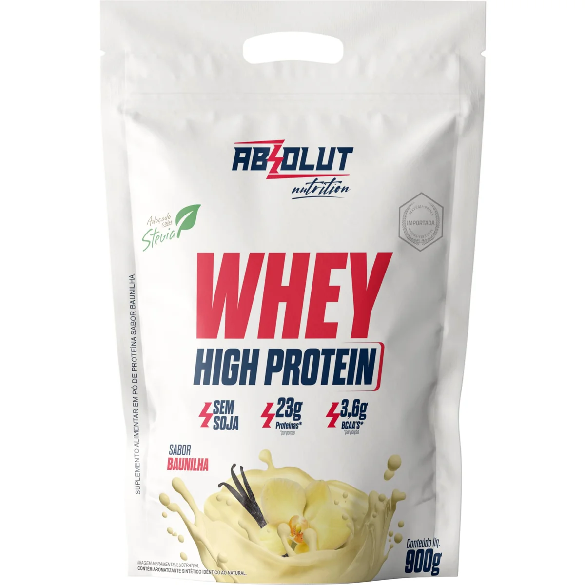 Whey High Protein Absolut Baunilha refil 900 g — embalagem