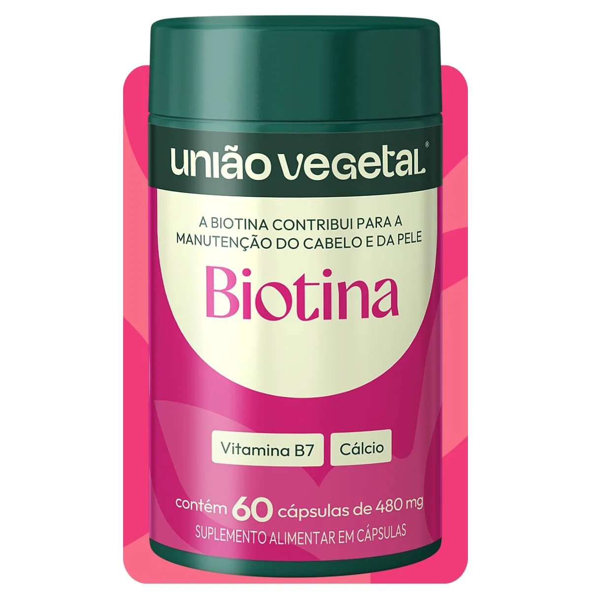 Biotina 60 cápsulas União Vegetal — embalagem