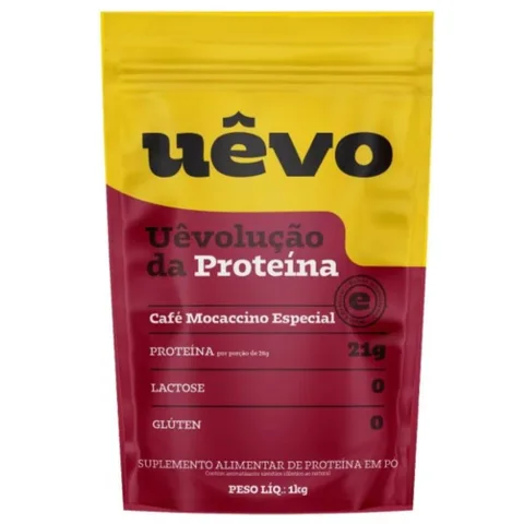 Proteína de Ovo UÊVO Café Mocaccino, Refil 1 kg — embalagem