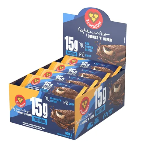 Barra Cappuccino 3 Corações Cookies 12 x 50 g — embalagem