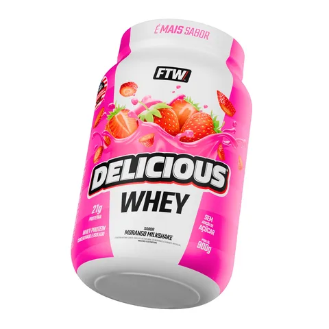Delicious Whey FTW Morango 900 g — embalagem
