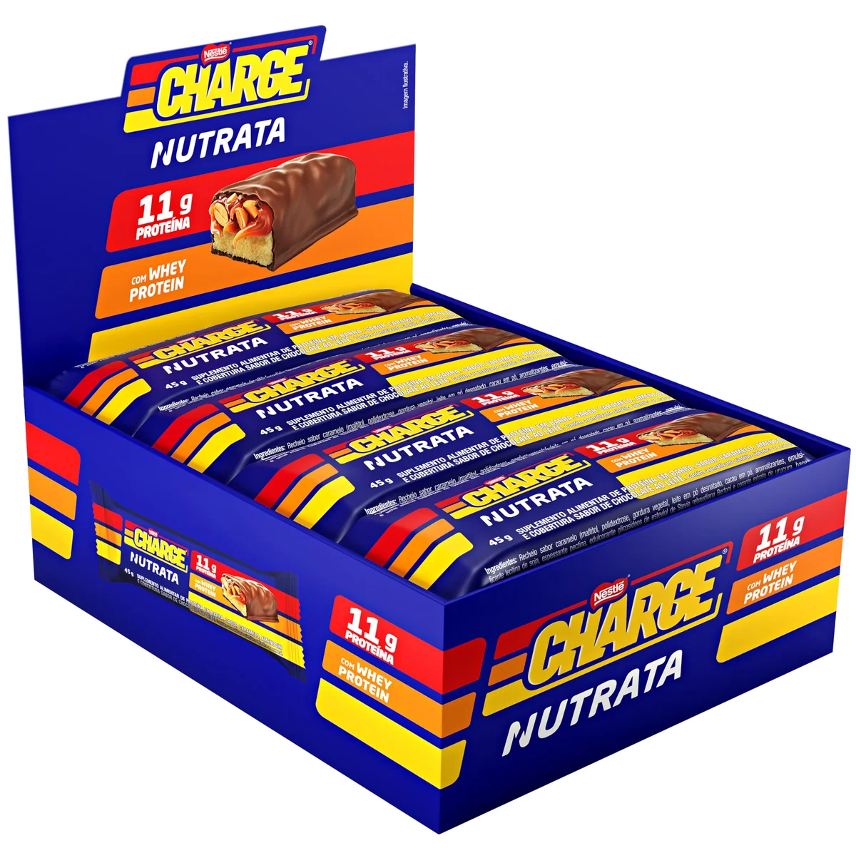 Barra de Proteína Charge Nutrata 12 unidades de 45 g — embalagem