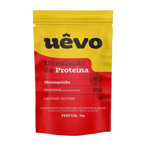 Proteína de Ovo UÊVO Morango sachê 28 g — embalagem