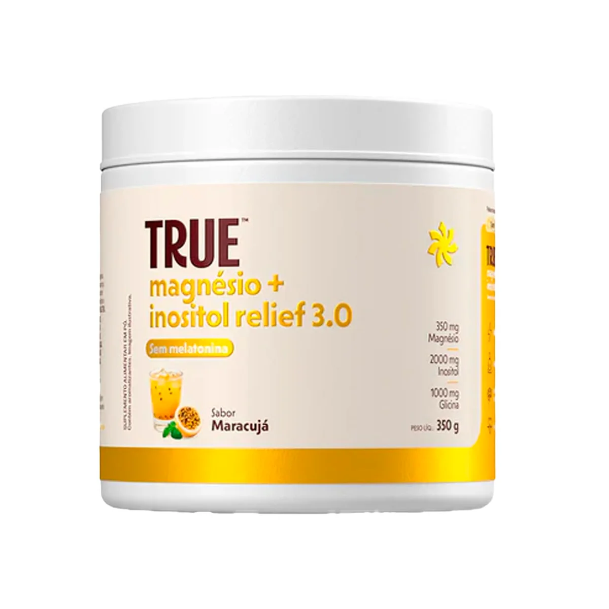 True Magnésio + Inositol sem Melatonina Maracujá 350 g — embalagem