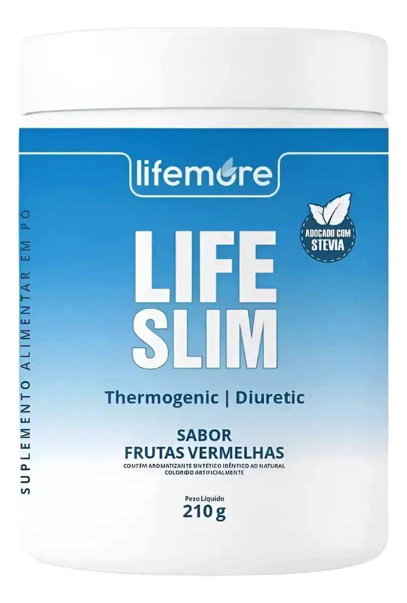 Pote Life Slim LifeMore sabor Frutas Vermelhas, 210 g, adoçado com stevia