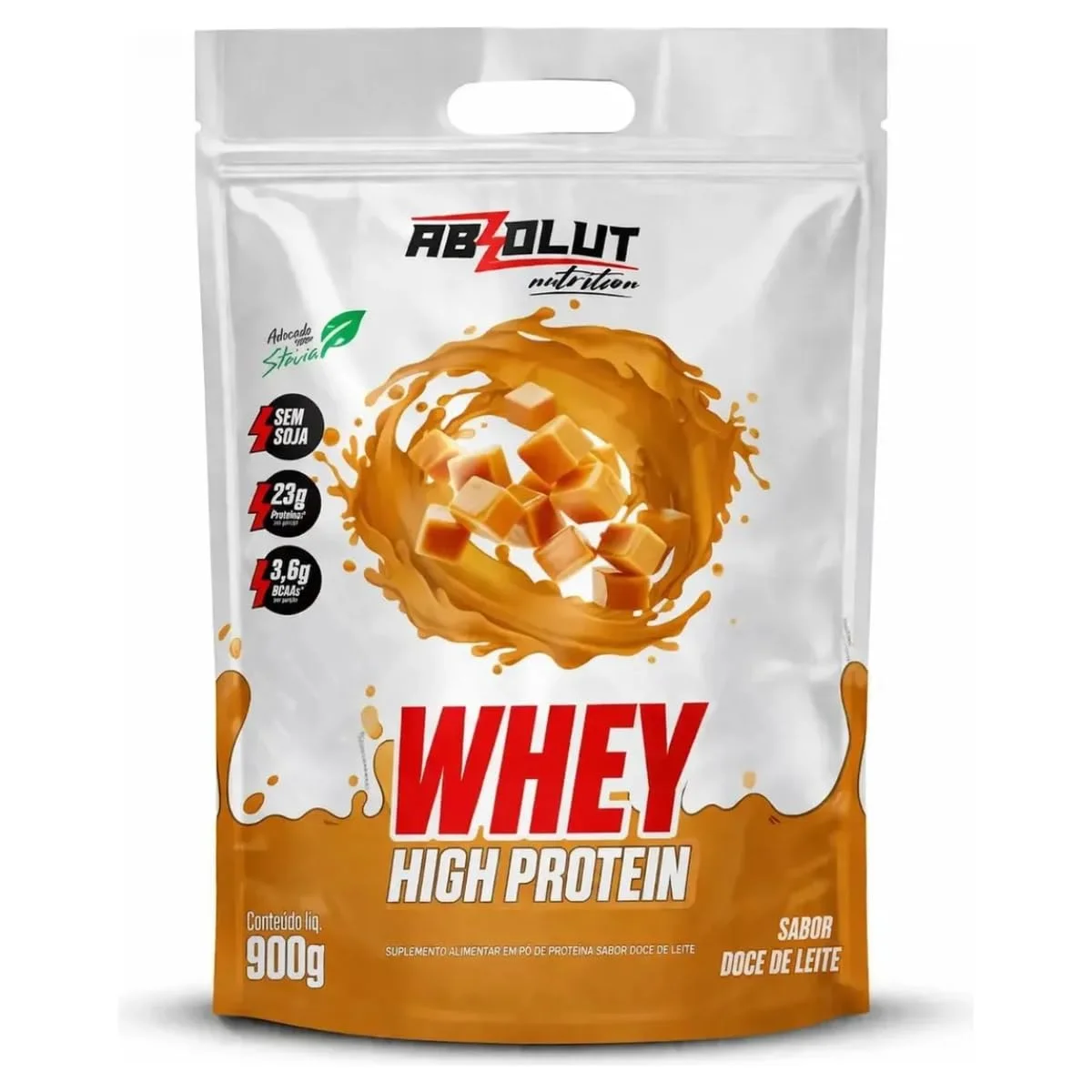 Whey High Protein Absolut Doce de Leite refil 900 g — embalagem