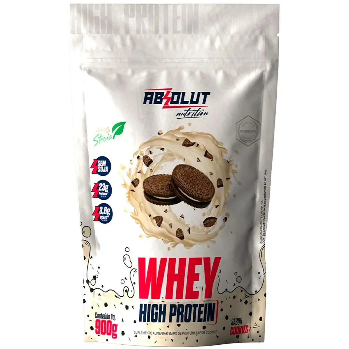 Whey High Protein Absolut Cookies refil 900 g — embalagem