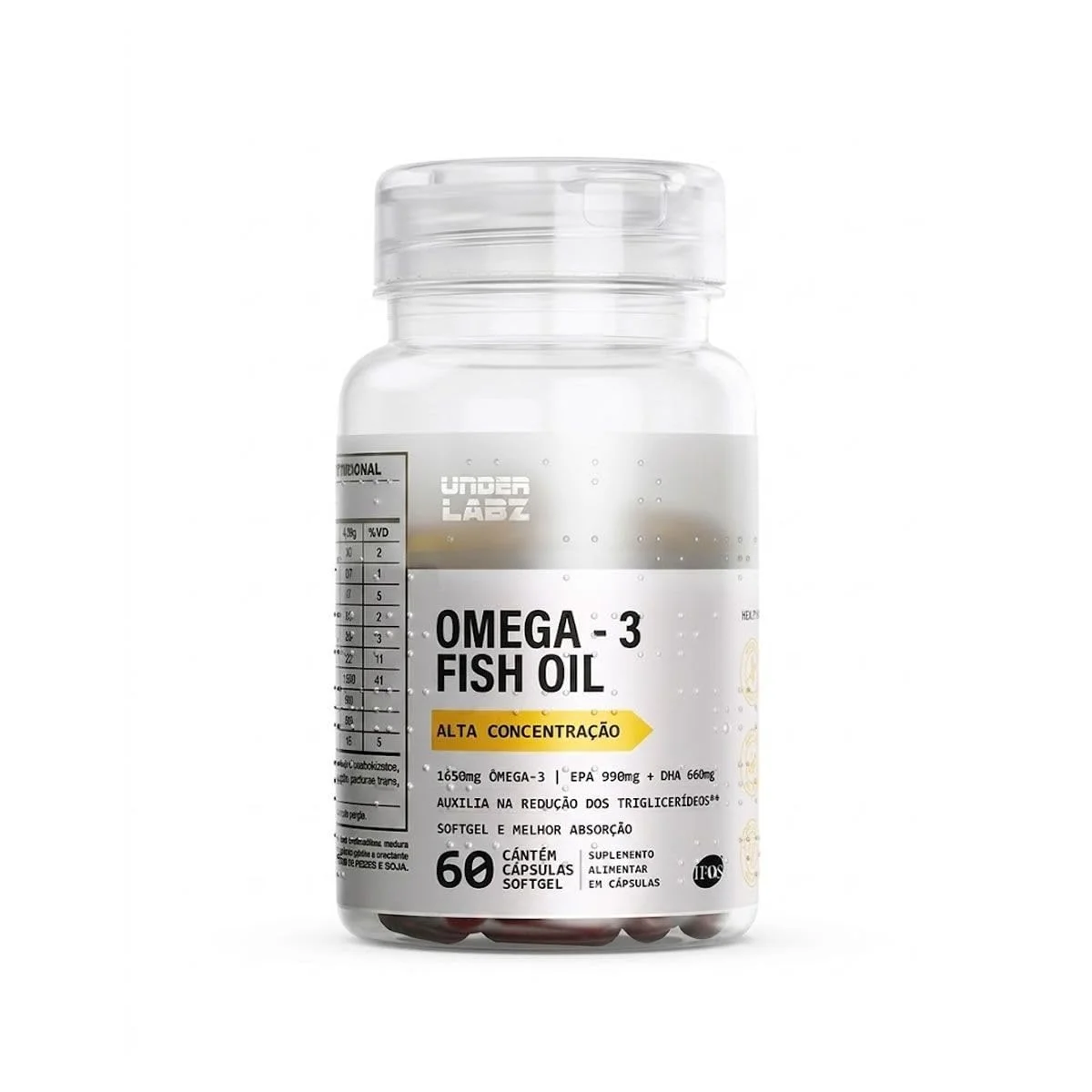 Ômega 3 Fish Oil Under Labz 60 cápsulas — embalagem