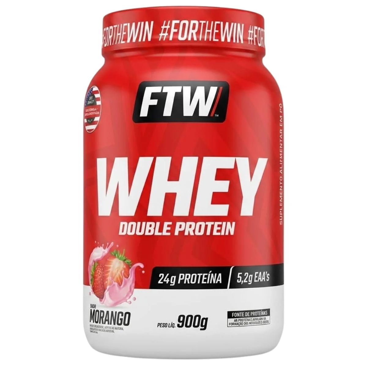 Whey Double Protein FTW Morango 900 g — embalagem