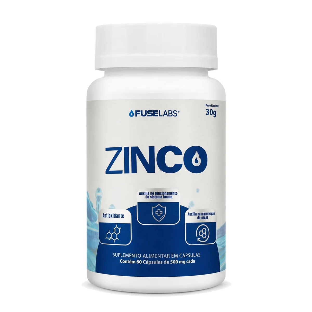 Zinco Quelato FuseLabs, 60 cápsulas — embalagem