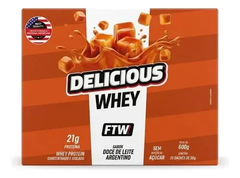 Delicious Whey FTW Doce de Leite 20 sachês de 30 g — embalagem