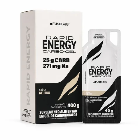 Rapid Energy Gel sem cafeína FuseLabs, 10 sachês — embalagem
