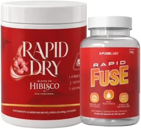 Kit Rapid Dry Hibisco 300 g + Rapid Fuse 60 cápsulas — embalagem