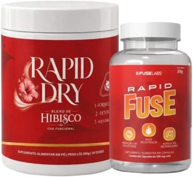 Kit Rapid Dry Hibisco 300 g + Rapid Fuse 60 cápsulas — embalagem