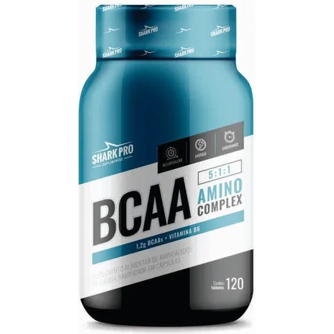 Embalagem de BCAA Tabletes Shark Pro 120 unidades