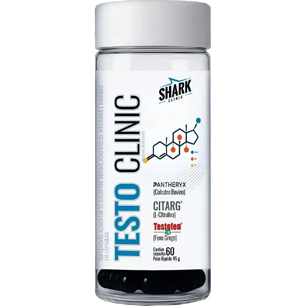 Embalagem de Testo Clinic Shark Pro 60 cápsulas