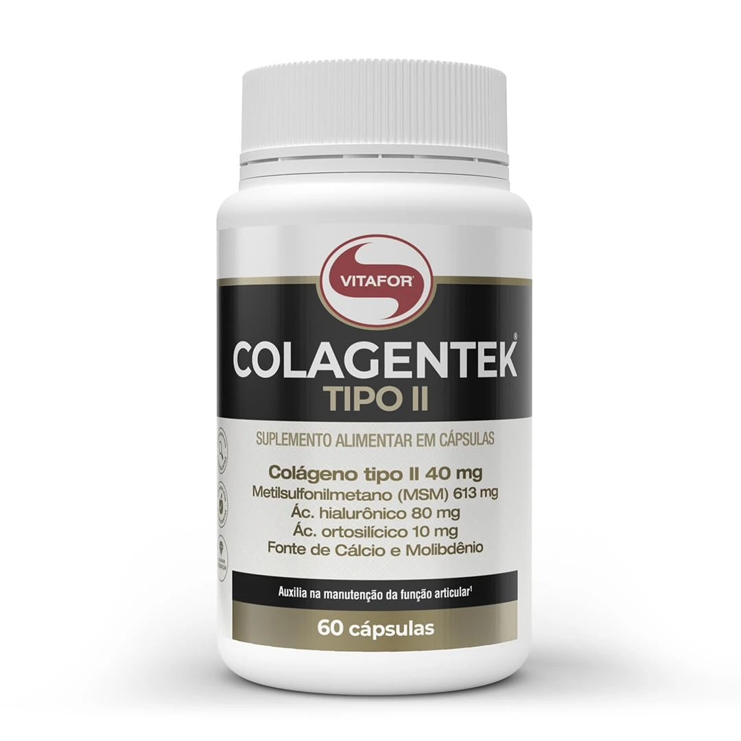 Colagentek Tipo II Vitafor 60 cápsulas — embalagem