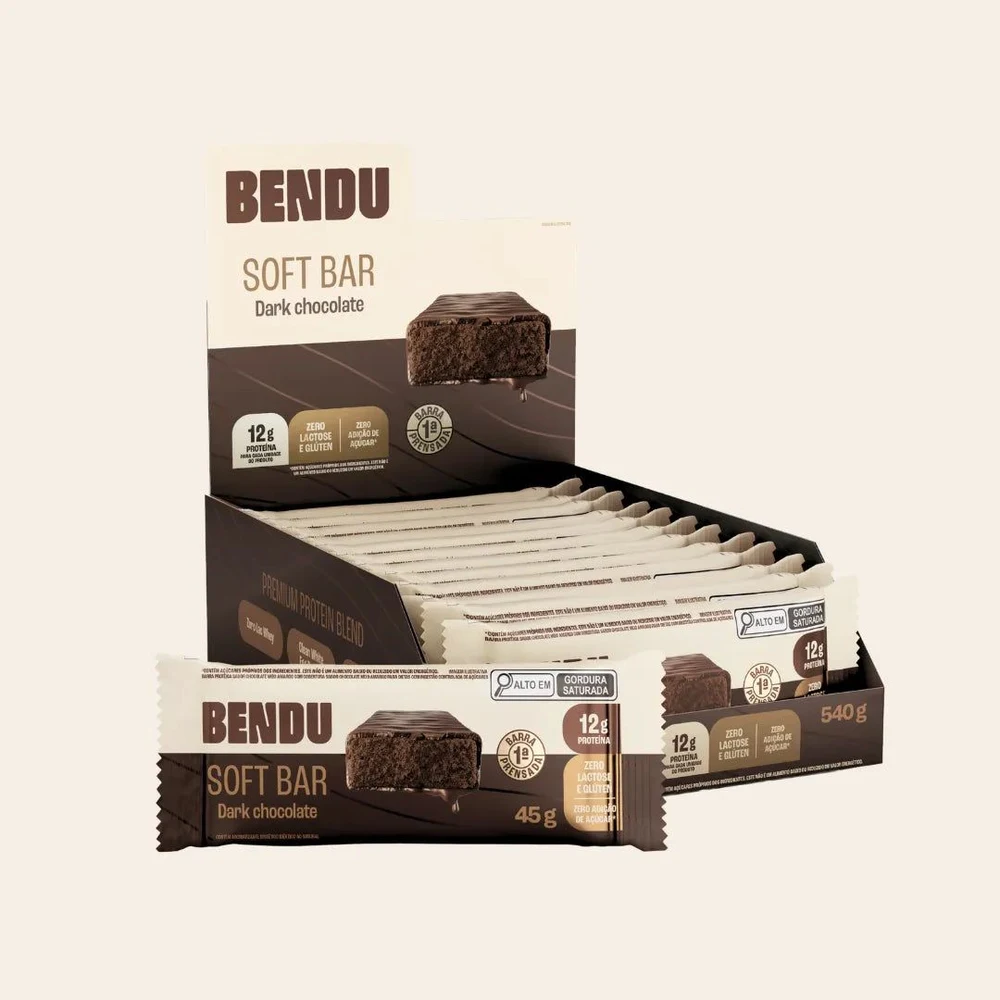 Embalagem de Bendu Soft Bar Dark Chocolate display 12 × 45 g