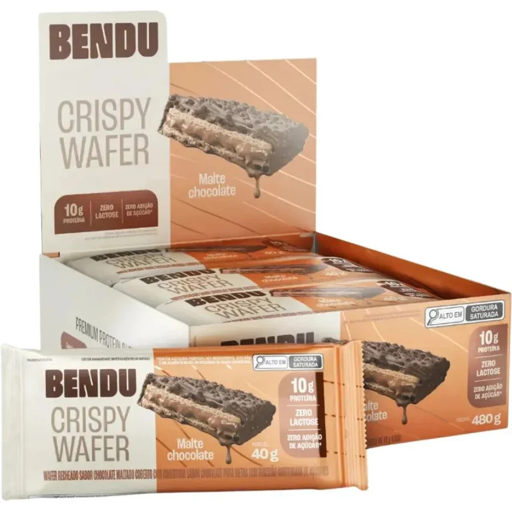 Embalagem de Bendu Crispy Wafer Chocolate Maltado display 12 × 40 g