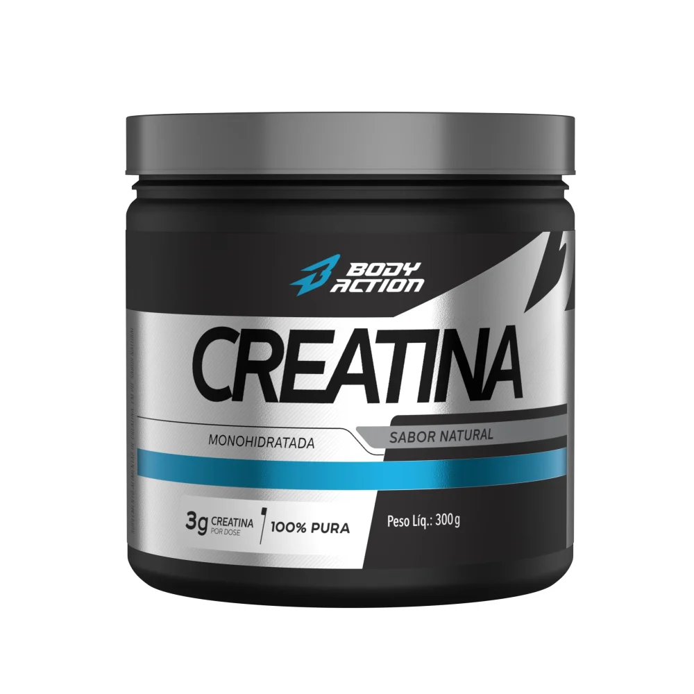 Creatina Monohidratada 300 g Pote Body Action — embalagem